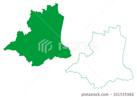 Santa Leopoldina municipality (Espirito Santo state, Municipalities of Brazil, Federative Republic of Brazil) map vector illustration, scribble sketch Santa Leopoldina map 101535988
