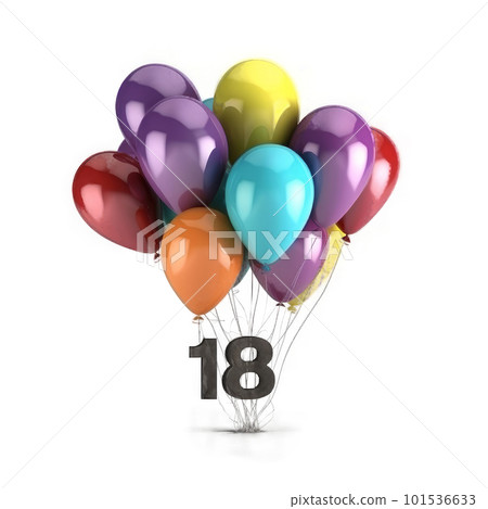 Birthday balloons isolated. Illustration AI Generative 101536633