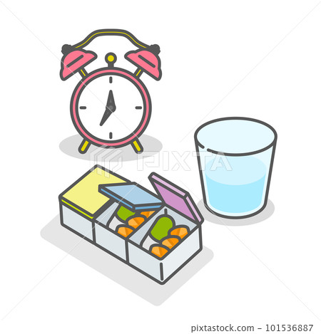 Healthcare _ Medicine and cup in a pill case 101536887