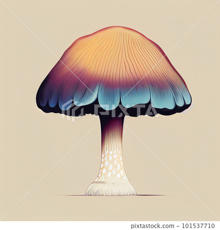 Unusual magical beautiful mushroom illustration. Mushroom with a blue border on the cap. AI-generated 101537710