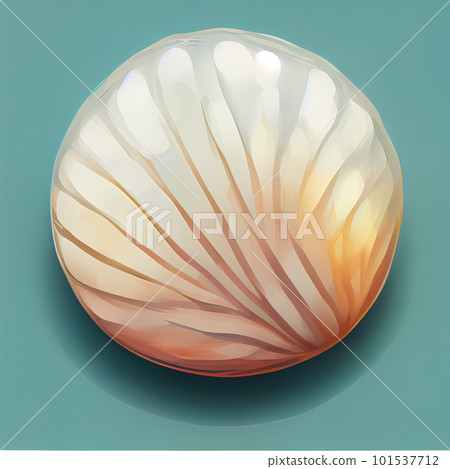 Stylized decorative pearl shell on a blue background. A simple illustration. AI-generated Stylized decorative pearl shell on a blue background. A simple illustration. AI-generated 101537712