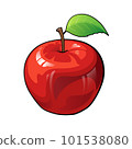 Apple cartoon, Apple with leaf isolate on white background. 101538080