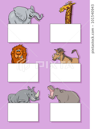 animal characters with cards or banners design set 101540943