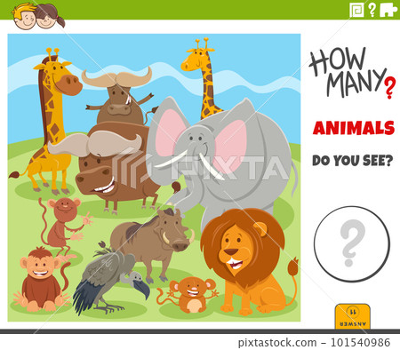 counting cartoon wild animals educational game 101540986