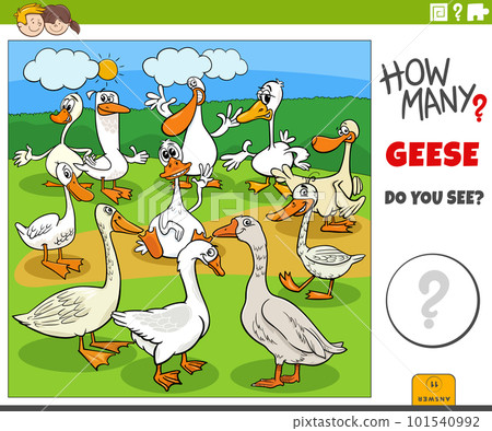counting cartoon geese birds farm animals educational task counting cartoon geese birds farm animals educational task 101540992