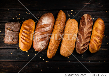 Different types of fresh crispy bread. Different types of fresh crispy bread. 101541227