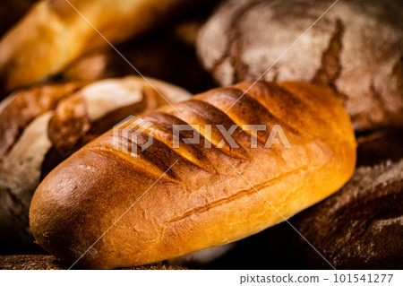 Different types of bread. Macro background. 101541277