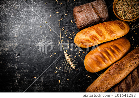 Different types of fresh homemade bread. Different types of fresh homemade bread. 101541288
