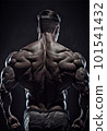 Muscular model young man on dark background. Fashion portrait of strong brutal guy with trendy hairstyle. Back view.  101541432