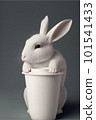coffee mug mockup with rabbit. White coffee cup.  101541433