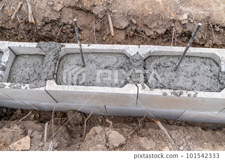 concrete foundations. construction of a family house 101542333