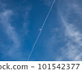 Moon and airplane cloud 101542377
