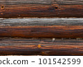 Wooden wall. Log wall assembly of beams or logs 101542599
