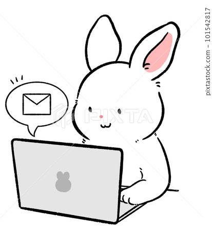 A rabbit checking email on a computer A rabbit checking email on a computer 101542817