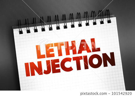 Lethal injection - practice of injecting one or more drugs into a person for the express purpose of causing rapid death, text on notepad, concept background 101542920