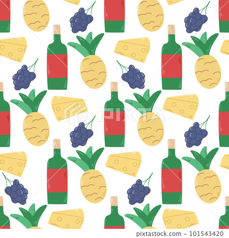 Fruit, cheese and wine seamless pattern Fruit, cheese and wine seamless pattern 101543420