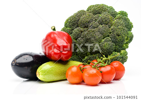 Various fresh vegetables isolated on white background. 101544091