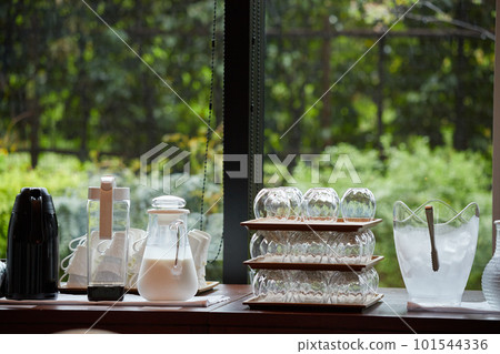 Scenery of the drink corner of the hotel's buffet breakfast Scenery of the drink corner of the hotel's buffet breakfast 101544336