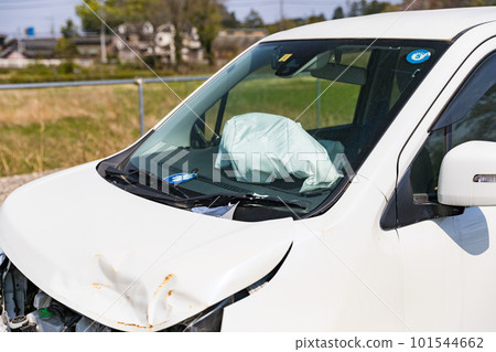 Damaged vehicle in a traffic accident 101544662