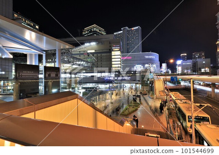 Night view of Osaka (JR Osaka Station/Umeda New Pedestrian Bridge) Night view of Osaka (JR Osaka Station/Umeda New Pedestrian Bridge) 101544699