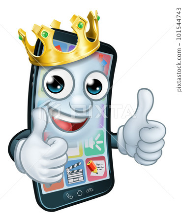 Mobile Phone King Crown Thumbs Up Cartoon Mascot Mobile Phone King Crown Thumbs Up Cartoon Mascot 101544743