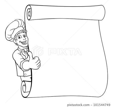 Chef Cook Baker Cartoon Man Menu Sign Background 101544749