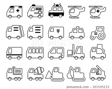 Working vehicle icon set_outline 101545215