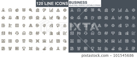 Business thin line icons set. Business development and investment strategy unique design icons. Financial audit and accounting outline vector bundle. 48x48 pixel perfect linear pictogram pack. Business thin line icons set. Business development and investment strategy unique design icons. Financial audit and accounting outline vector bundle. 48x48 pixel perfect linear pictogram pack. 101545686