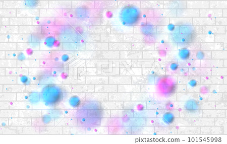 Blue and purple bokeh lights on white brick wall Blue and purple bokeh lights on white brick wall 101545998