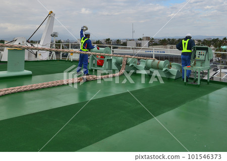 Miyazaki Car Ferry Line work after docking at Miyazaki Port 101546373