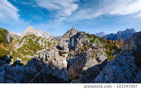 Autumn Dolomites mountain rocky view, Sudtirol, Italy 101547007