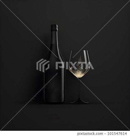 Wine glass and bottle minimalistic emblem 101547614