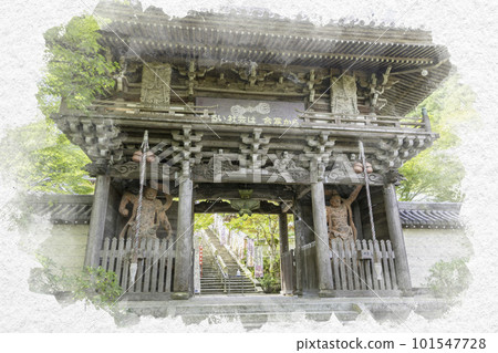 Watercolor style Miyajima Daisho-in Niomon Gate Hatsukaichi City, Hiroshima Prefecture 101547728