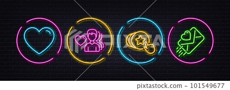 Man love, Heart and Hold heart minimal line icons. Neon laser 3d lights. Love letter icons. For web, application, printing. Romantic people. Neon lights buttons. Man love glow line. Vector Man love, Heart and Hold heart minimal line icons. Neon laser 3d lights. Love letter icons. For web, application, printing. Romantic people. Neon lights buttons. Man love glow line. Vector 101549677