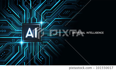 AI Artificial intelligence logo on chipset circuit board and copyscape. Future cybernetic artificial intelligence technology concept, vector illustration AI Artificial intelligence logo on chipset circuit board and copyscape. Future cybernetic artificial intelligence technology concept, vector illustration 101550017