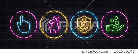 Fingerprint, Hand click and Brand ambassador minimal line icons. Neon laser 3d lights. Donation money icons. For web, application, printing. Biometric scan, Location pointer, Megaphone. Vector Fingerprint, Hand click and Brand ambassador minimal line icons. Neon laser 3d lights. Donation money icons. For web, application, printing. Biometric scan, Location pointer, Megaphone. Vector 101550148