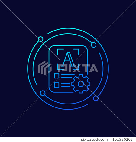 text scanning icon, linear design 101550205