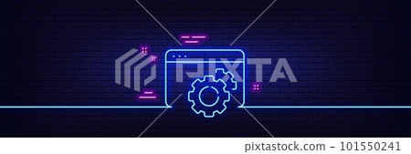 Neon light glow effect. Seo gear line icon. Web settings sign. Traffic management symbol. 3d line neon glow icon. Brick wall banner. Seo gear outline. Vector Neon light glow effect. Seo gear line icon. Web settings sign. Traffic management symbol. 3d line neon glow icon. Brick wall banner. Seo gear outline. Vector 101550241