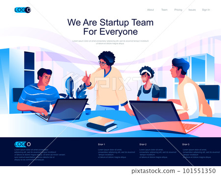 We are Startup Team for everyone isometric landing page. Business innovation isometry website. Team of startup founders discussing new project web concept, vector illustration with people characters. We are Startup Team for everyone isometric landing page. Business innovation isometry website. Team of startup founders discussing new project web concept, vector illustration with people characters. 101551350