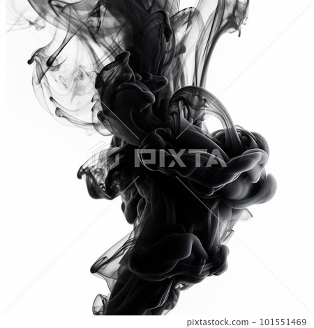 black smoke isolated on white background, Abstract design with copy space, design element. Smoke texture freeze motion dark powder smooth. 101551469