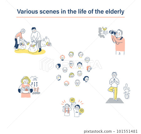 Various life scene sets for the senior generation Various life scene sets for the senior generation 101551481