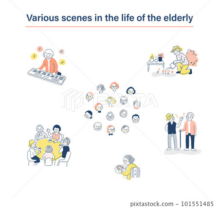 Various life scene sets for the senior generation 101551485