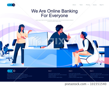 We are Online Banking for everyone isometric landing page. Online payment and accounting isometry website. Client consultation web concept in flat style, vector illustration with people characters. We are Online Banking for everyone isometric landing page. Online payment and accounting isometry website. Client consultation web concept in flat style, vector illustration with people characters. 101551540