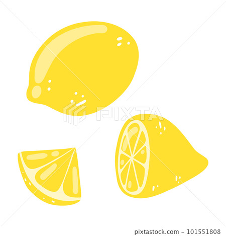 Set of hand drawn lemons. Vector illustration of whole, half, sliced tasty citrus, healthy food, summer fresh fruit Set of hand drawn lemons. Vector illustration of whole, half, sliced tasty citrus, healthy food, summer fresh fruit 101551808