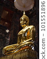 Big golden buddha statue in Wat Suthat Thepwararam, one of landmarks in Bangkok, Thailand. 101551896