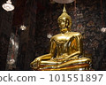 Big golden buddha statue in Wat Suthat Thepwararam, one of landmarks in Bangkok, Thailand. 101551897