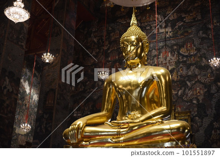 Big golden buddha statue in Wat Suthat Thepwararam, one of landmarks in Bangkok, Thailand. Big golden buddha statue in Wat Suthat Thepwararam, one of landmarks in Bangkok, Thailand. 101551897