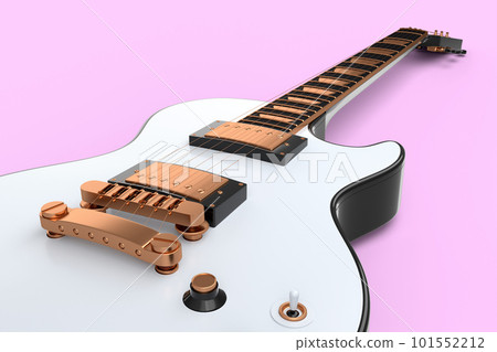 Close-up of acoustic guitar isolated on pink background. 101552212