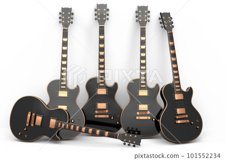 Set of electric acoustic guitar isolated on white background. 101552234