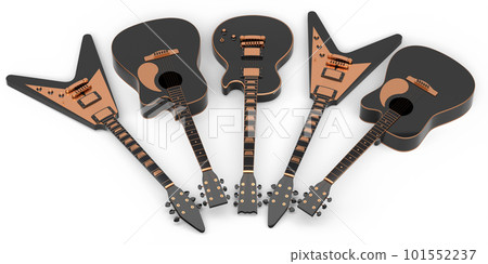 Set of electric acoustic guitar isolated on white background. Set of electric acoustic guitar isolated on white background. 101552237